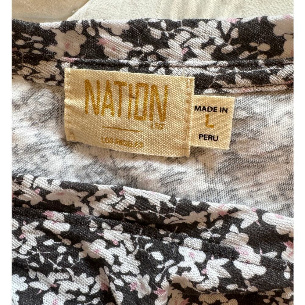 NATION LTD Pima Cotton Flutter Shortsleeve Floral Tee Size L (square neck) - Picture 4 of 5